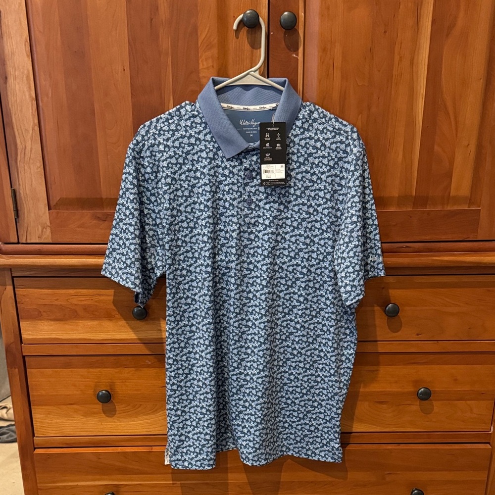 Walter Hagen Blue Patterned Men's Polo Shirt